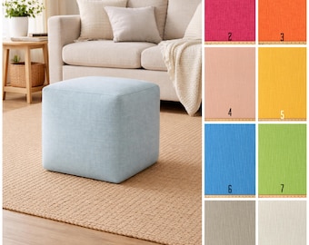 Funda lavable para puf otomano: Reposapiés de color liso