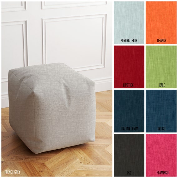 Washable Pouf Solid Color Pouf Ottoman Blue Pouf Brown Pouf