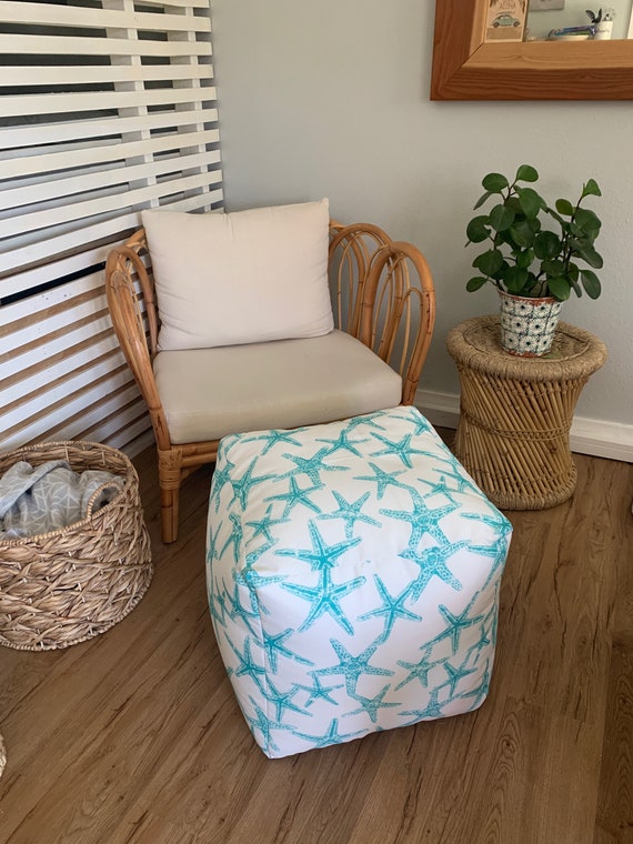 Indoor outdoor Sea Shells Pouf Ottoman Coastal Outdoor Pouf