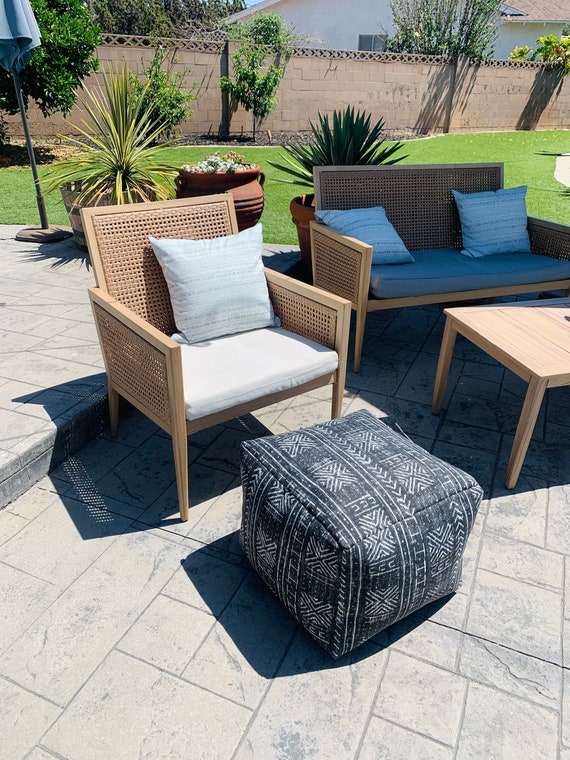 Outdoor pouf black and cheap white
