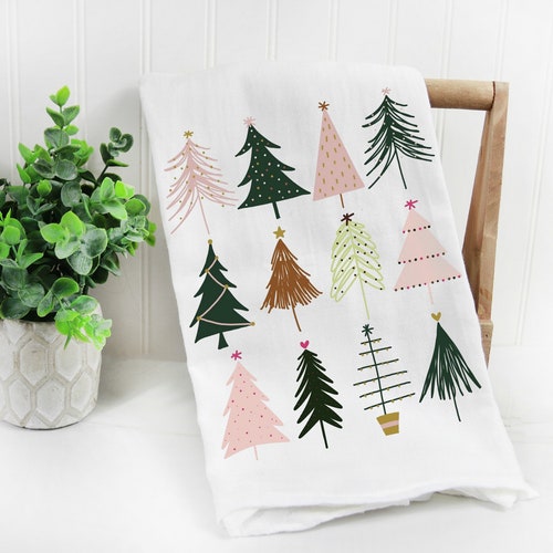 Christmas Kitchen Towel Rustic Tree Merry Christmas Tea Etsy