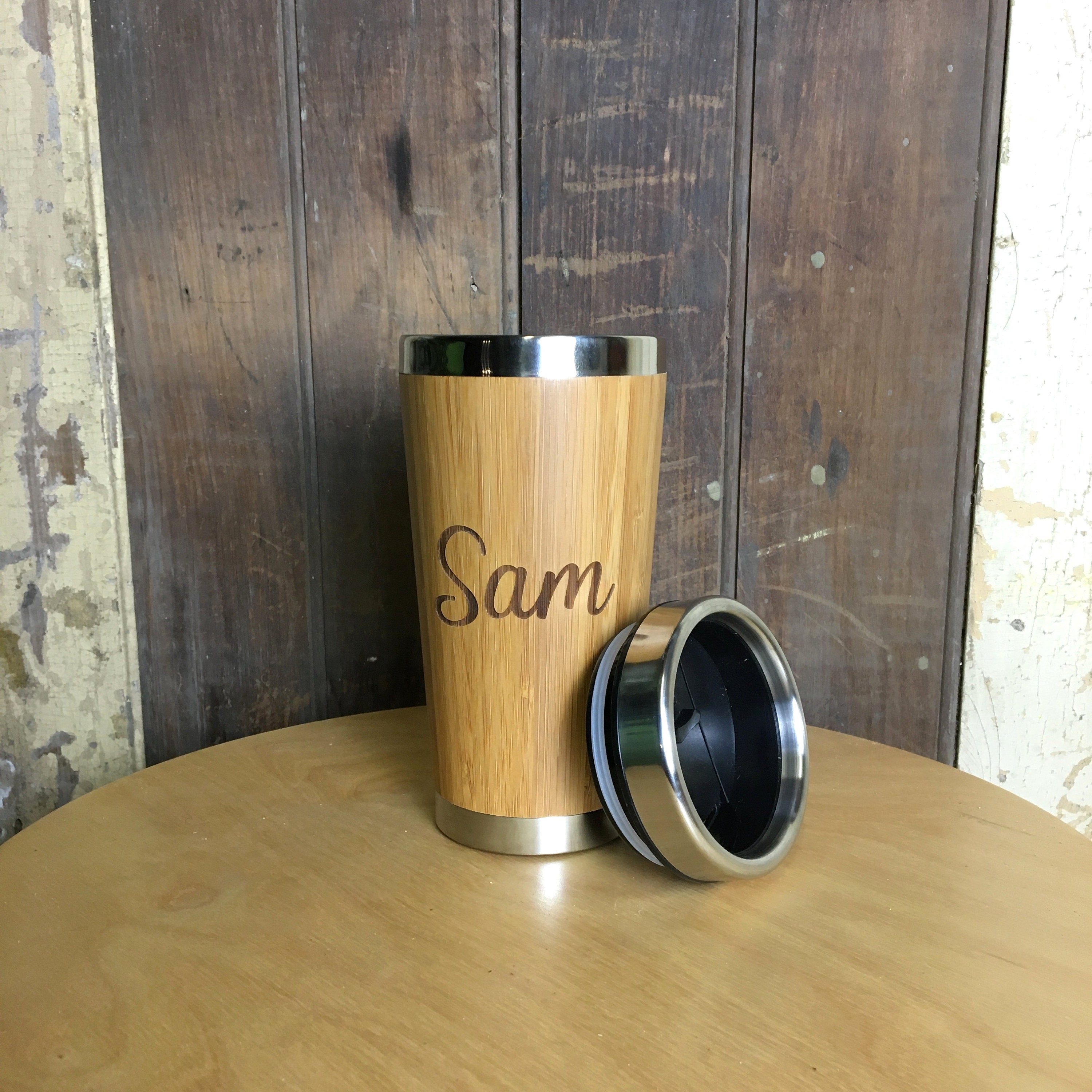 Personalised Bamboo Tumbler Custom Bamboo Travel Mug Laser Etsy Australia