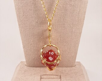 Removable D20 Necklace Gold Chain, dice cage necklace, Caged D20, TTRPG Accessories, Dungeon Master Gift, DND gifts for players, gamer gifts