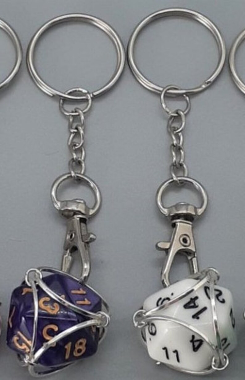 Removable Caged D20 Keychain 20sided Die Polyhedral Dice Etsy