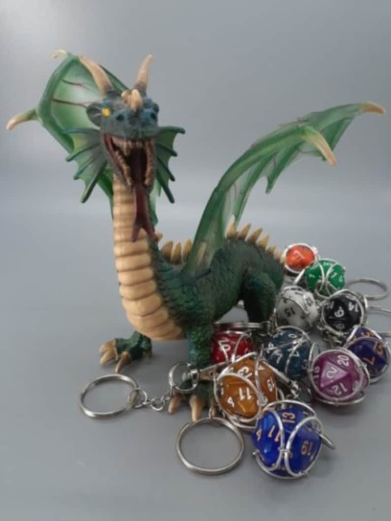 Removable Caged D20 Keychain 20sided Die Polyhedral Dice Etsy