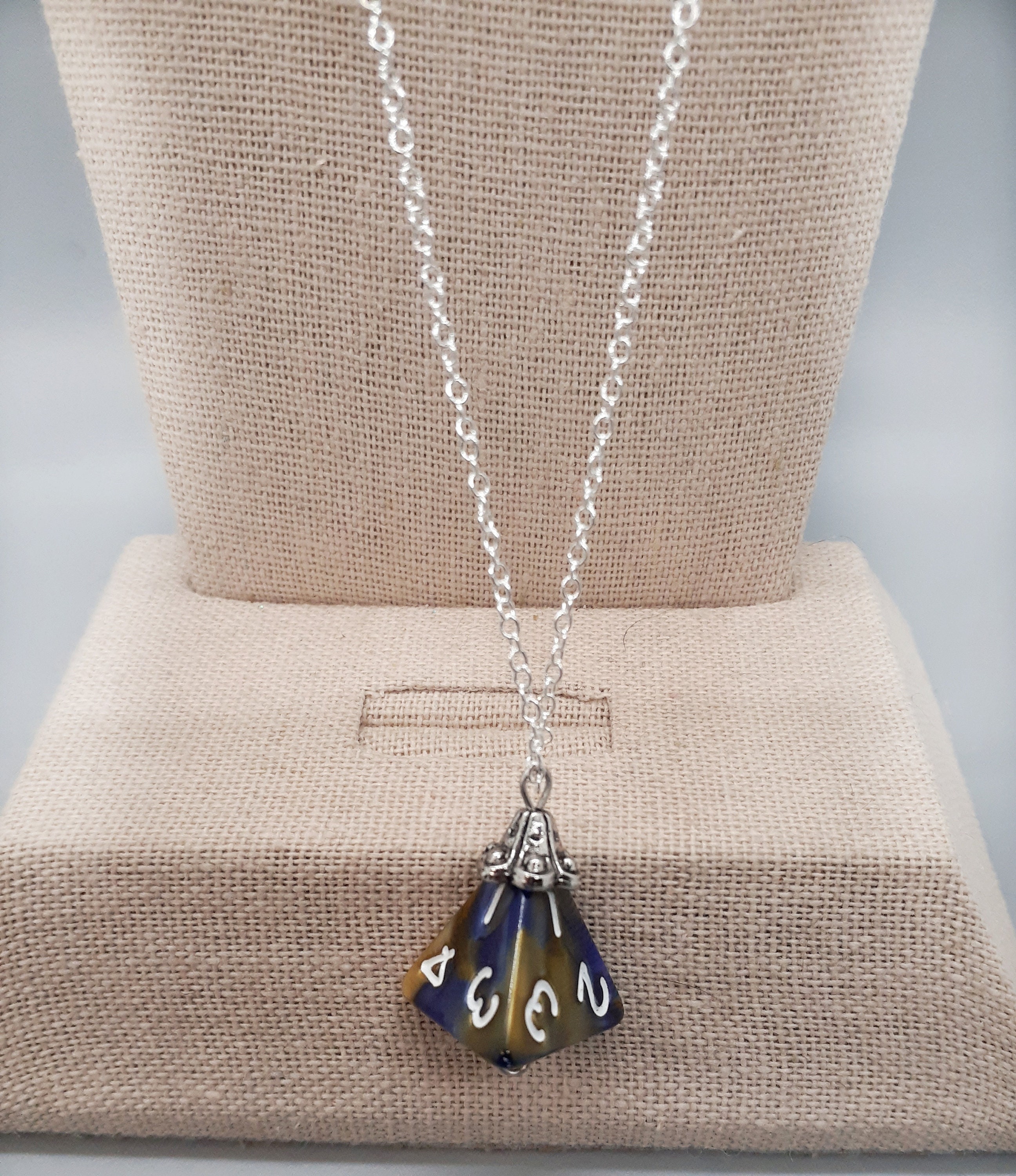 Dice necklace dainty silver d4 dice necklace DND jewelry Etsy
