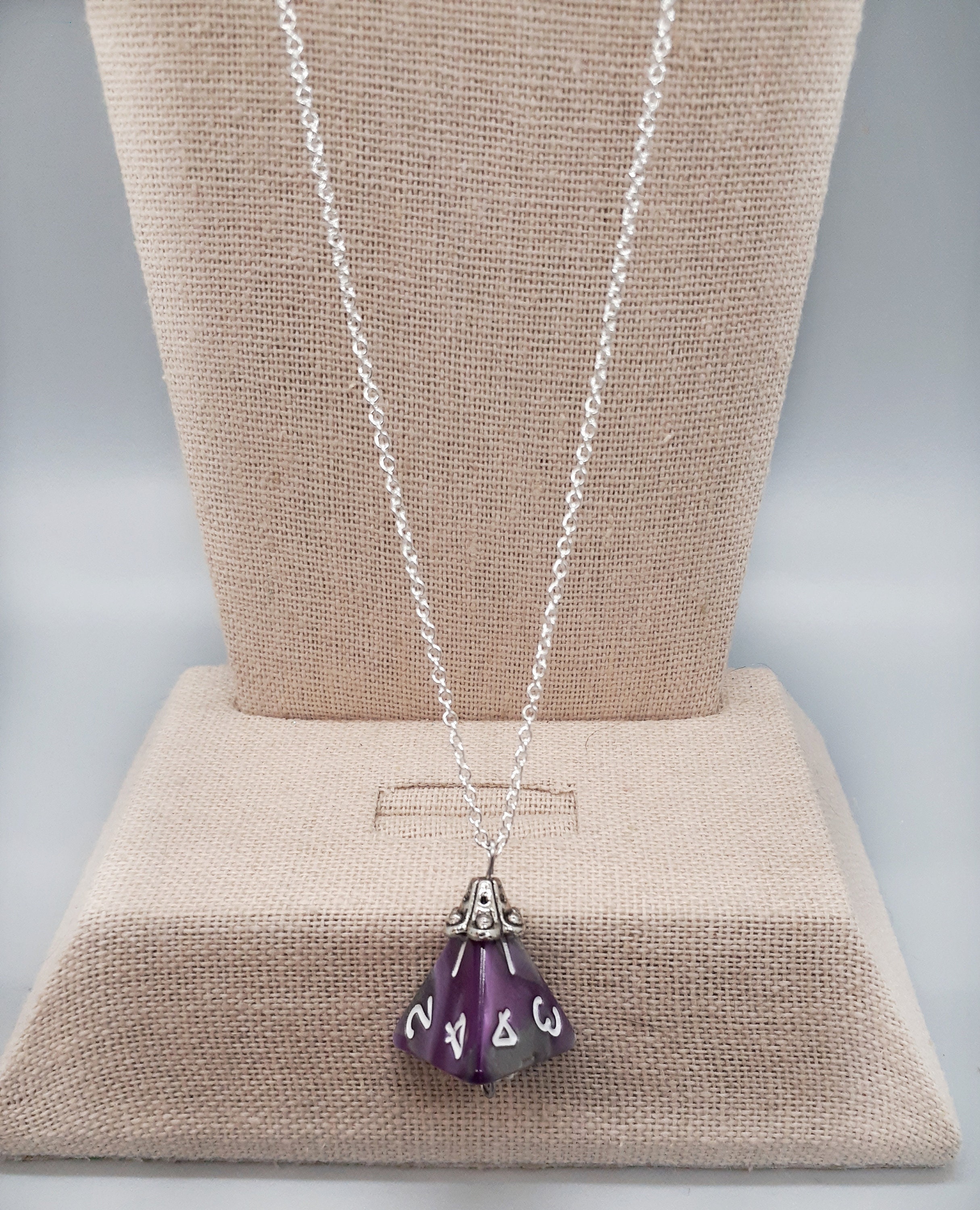 Dice necklace dainty silver d4 dice necklace DND jewelry Etsy