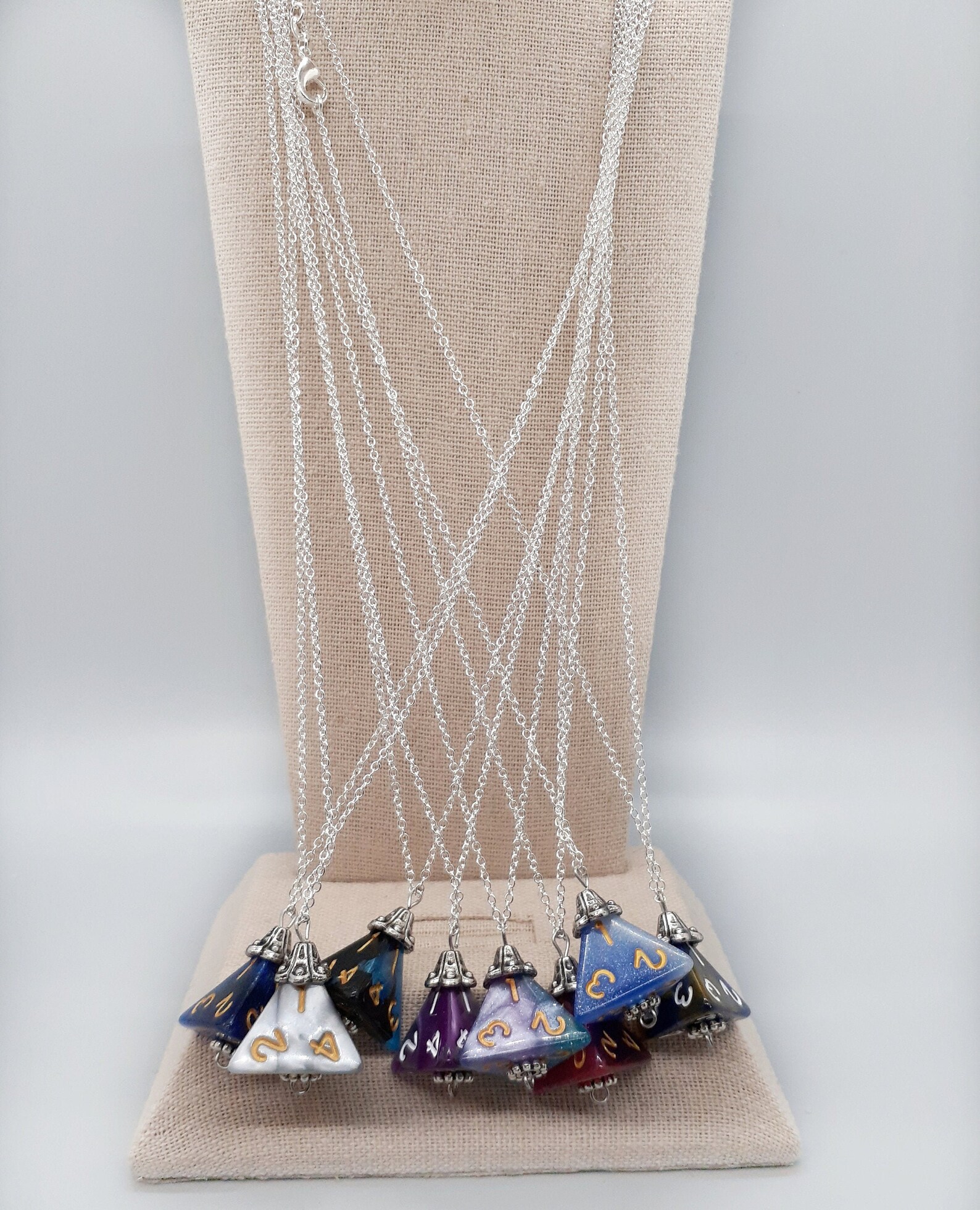 Dice necklace dainty silver d4 dice necklace DND jewelry Etsy