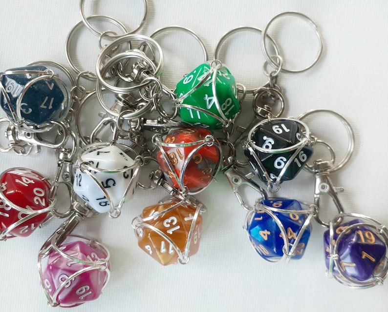 Removable Caged D20 Keychain 20sided Die Polyhedral Dice Etsy