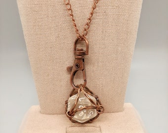 Removable D20 Necklace Copper Chain, dice cage necklace, Caged D20, TTRPG Accessories, Dungeon Master Gift, DND gifts for players, gamer