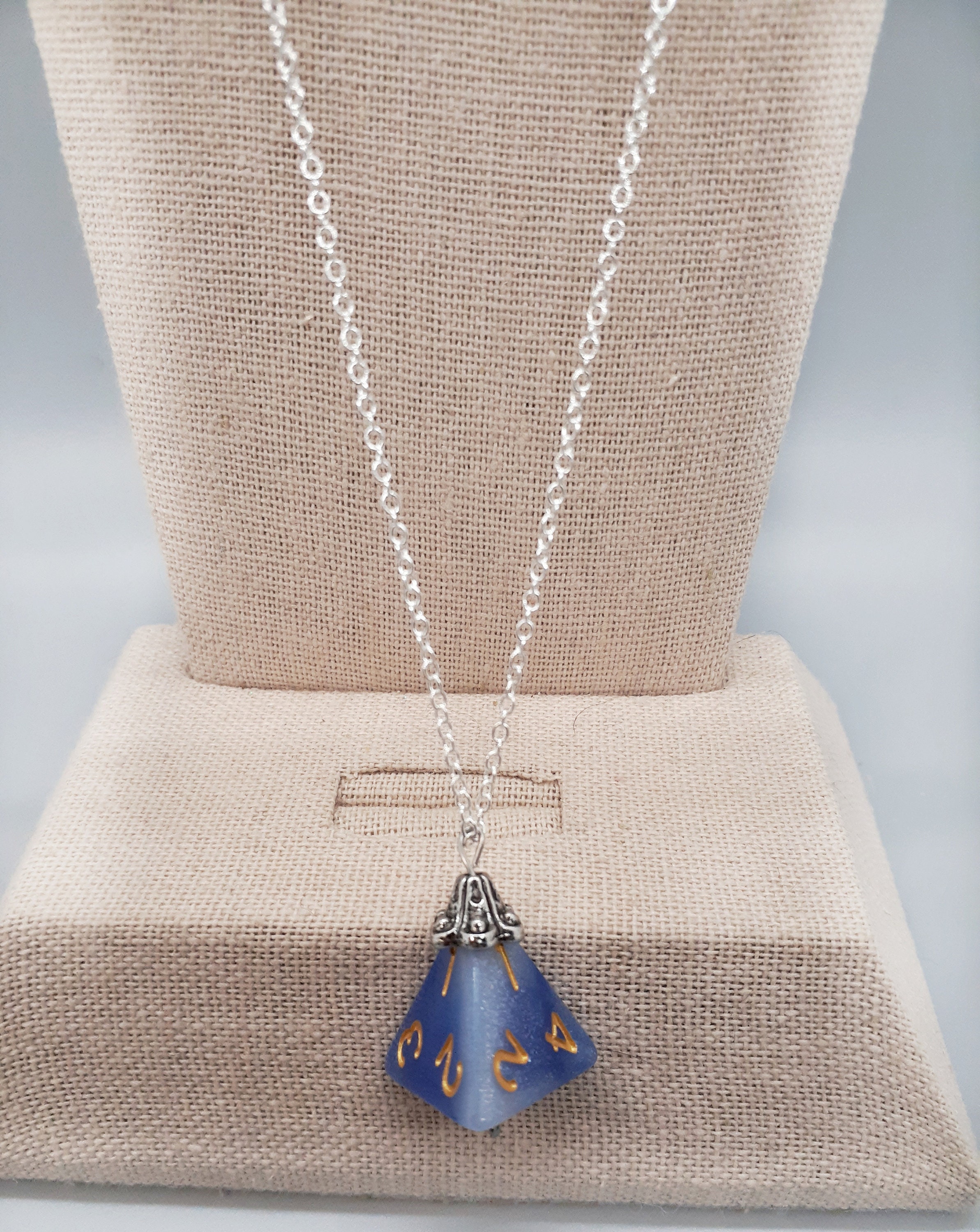 Dice necklace dainty silver d4 dice necklace DND jewelry Etsy