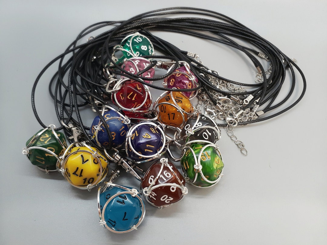 Removable D20 Necklace Cage, DND Dice Necklace, RPG Accessories, Dice Cage Necklace, Nerdy