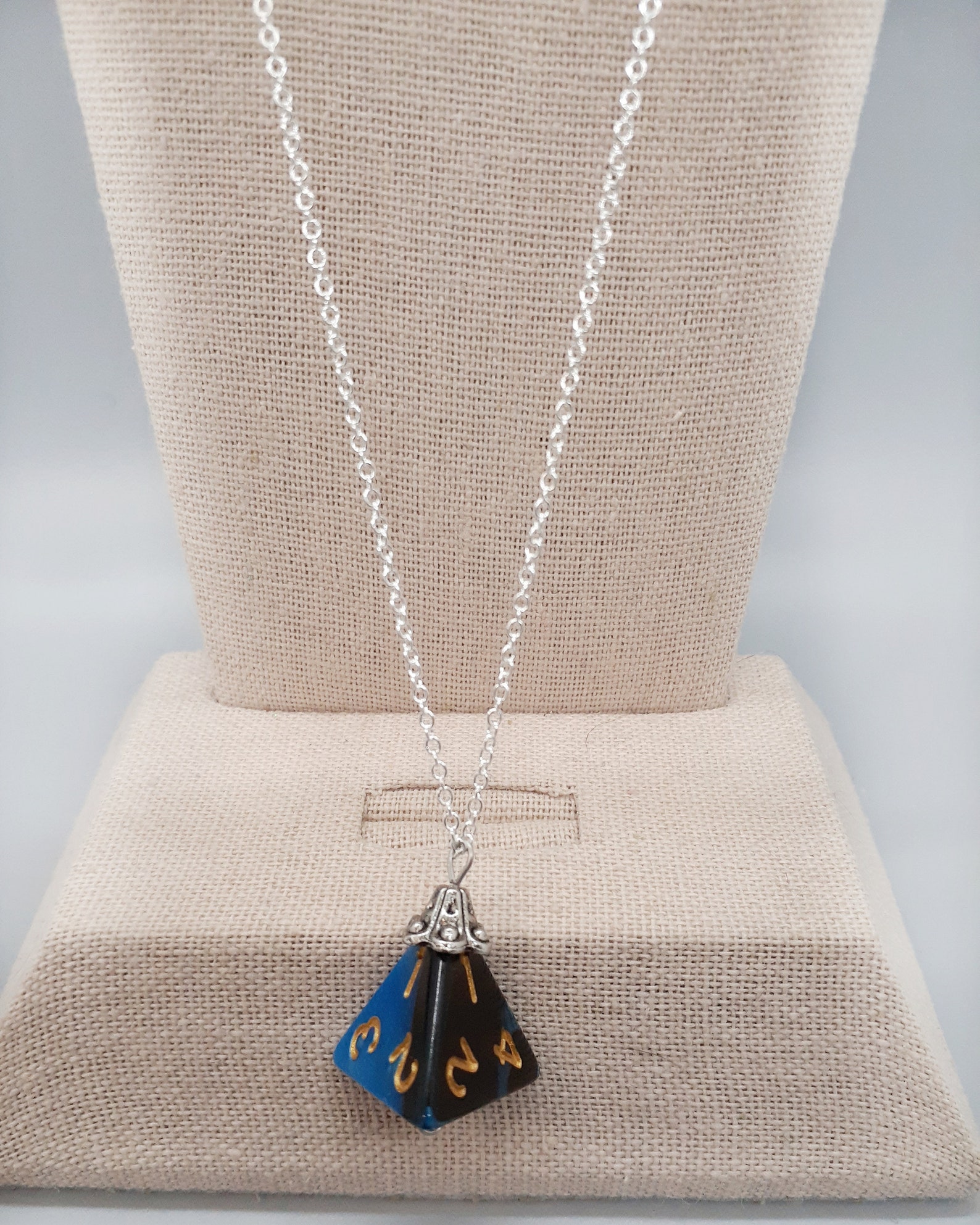 Dice necklace dainty silver d4 dice necklace DND jewelry Etsy