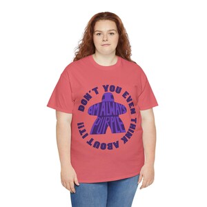 Purple Meeple T-shirt, Game Night Shirt, Convention Tee, or Everyday Wear - Unisex Heavy Cotton Tee, Gamer Shirt, Board Game Enthusiast
