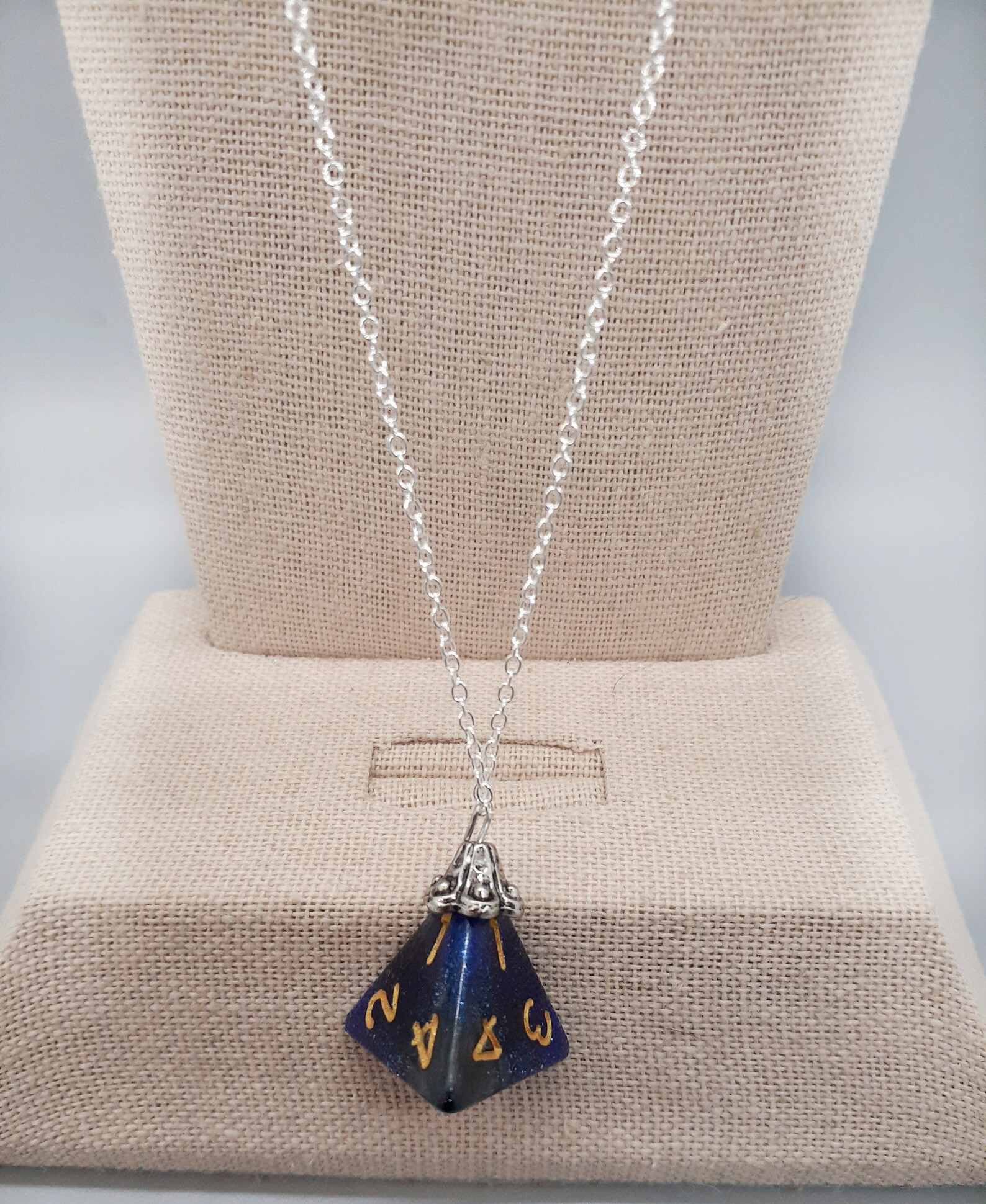 Dice necklace dainty silver d4 dice necklace DND jewelry Etsy