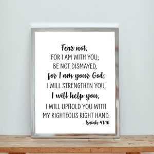 Isaiah 41:10 Bible Verse Wall Art, Scripture Print, Religious Art, Inspirational Quote, Bible Quote Print