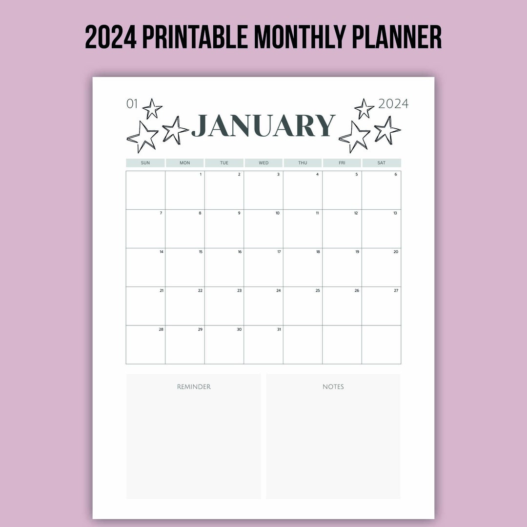 Printable Monthly Planner, A4, Minimalist Planner, 2024 Scheduler - Etsy