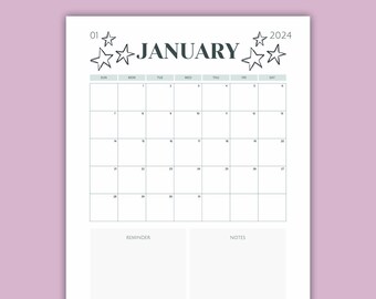 Printable Monthly planner, A4, Minimalist planner, 2024 Scheduler