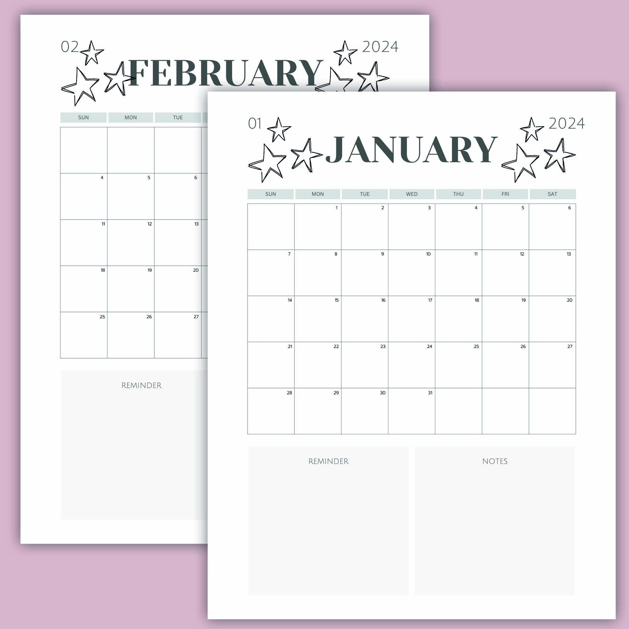 Printable Monthly Planner, A4, Minimalist Planner, 2024 Scheduler - Etsy