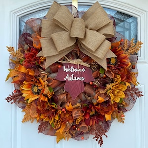 Handmade Fall Pumpkin Wreath: Rustic Autumn Door Decor