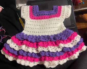 Robe bébé au crochet taille 1-3 mois