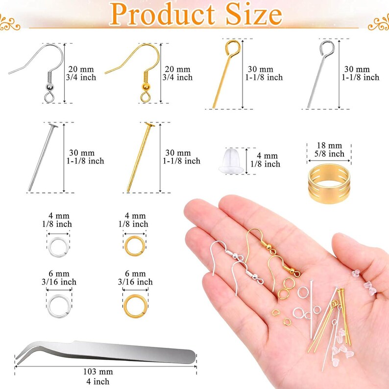 Earring Making Kit: 2000pcs Hypoallergenic Hooks, Jump Rings & Findings ...