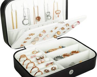 Handmade Leather Travel Jewelry Box, Bridesmaid Gift