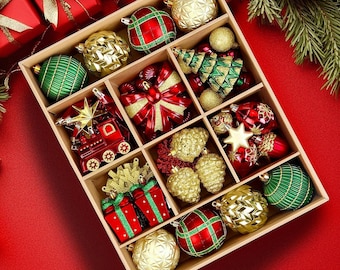 Christmas Ornaments  Balls Set 82pcs, Delightful Classic Gift Set,