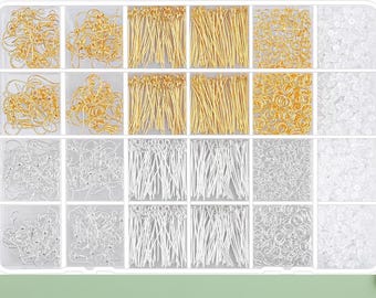 Earring Making Kit: 2000pcs Hypoallergenic Hooks, Jump Rings & Findings