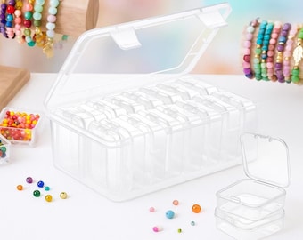Clear Plastic Bead Organizer Set: 15 Mini Craft Storage Boxes