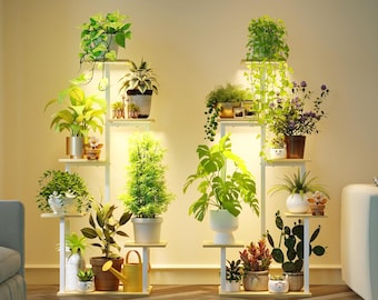 Plant Stand with Grow Lights: Tall Metal Indoor Plant Shelf(pack of 2)