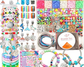 Bracelet Making Kit: 3400+ Polymer Clay Beads, Charms, Jewelry DIY