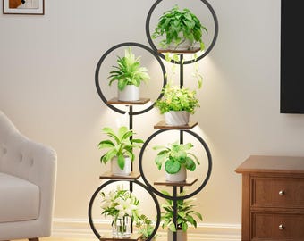 Plant Stand with Grow Lights: Tall Metal Indoor Plant Shelf