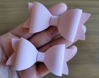 Faux leather pair of pigtail hair bows for little girls - 3 in