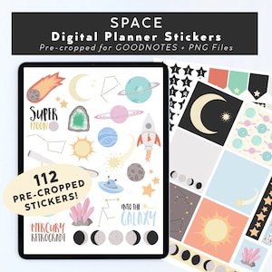 112 Space Digital Stickers | Goodnotes Stickers | Digital Planner Stickers | Astrology Stickers | Planet Stickers | Star Stickers