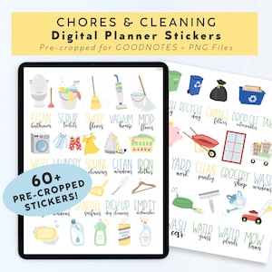 Klusjes en schoonmaak digitale planner-stickers | Karwei digitale stickers | Goodnotes-stickers | Digitale dagboekstickers | Reinigingsstickers