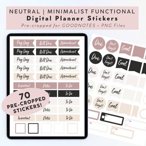 Neutral Minimalist Functional Digital Planner Stickers | Goodnotes Stickers | Digital Journal Stickers | Feminine Digital Stickers