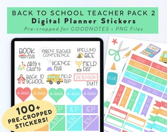 100+ Teacher Digital Stickers - Version 2 | Back to School Stickers | Goodnotes Stickers | Digital Planner Stickers | Stickers For Teachers