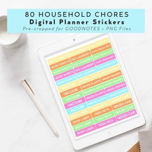 Household Chores Digital Planner Stickers | Goodnotes Stickers | Digital Journal Stickers | Cleaning Stickers | To Do Stickers
