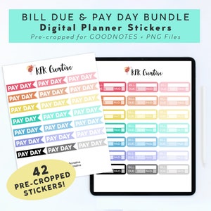 BUNDLE AND SAVE! Bill Due & Pay Day Digital Planner Stickers | Goodnotes Stickers | Digital Journal Stickers | Financial Stickers