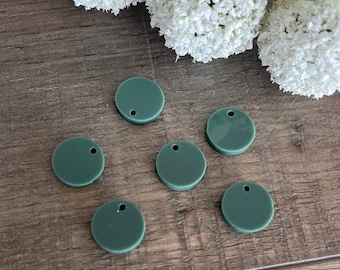 Dark Sage Acrylic .55 Circle Findings Blanks Supplies 1-hole (5 pair)