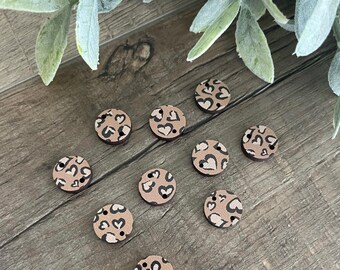 Wild Hearts Circle Wooden Findings Blanks Supplies-2 hole (5pair)