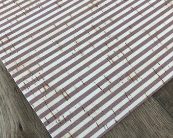 Mauve Striped 8x10 Leather Backed Cork Sheets