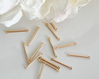 14K Gold Plated .75” 2-Hole Posts Connectors Findings Supplies (2 pair)  item#25