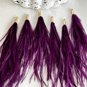 Plum Purple Ostrich Feather Tassels (1pair)