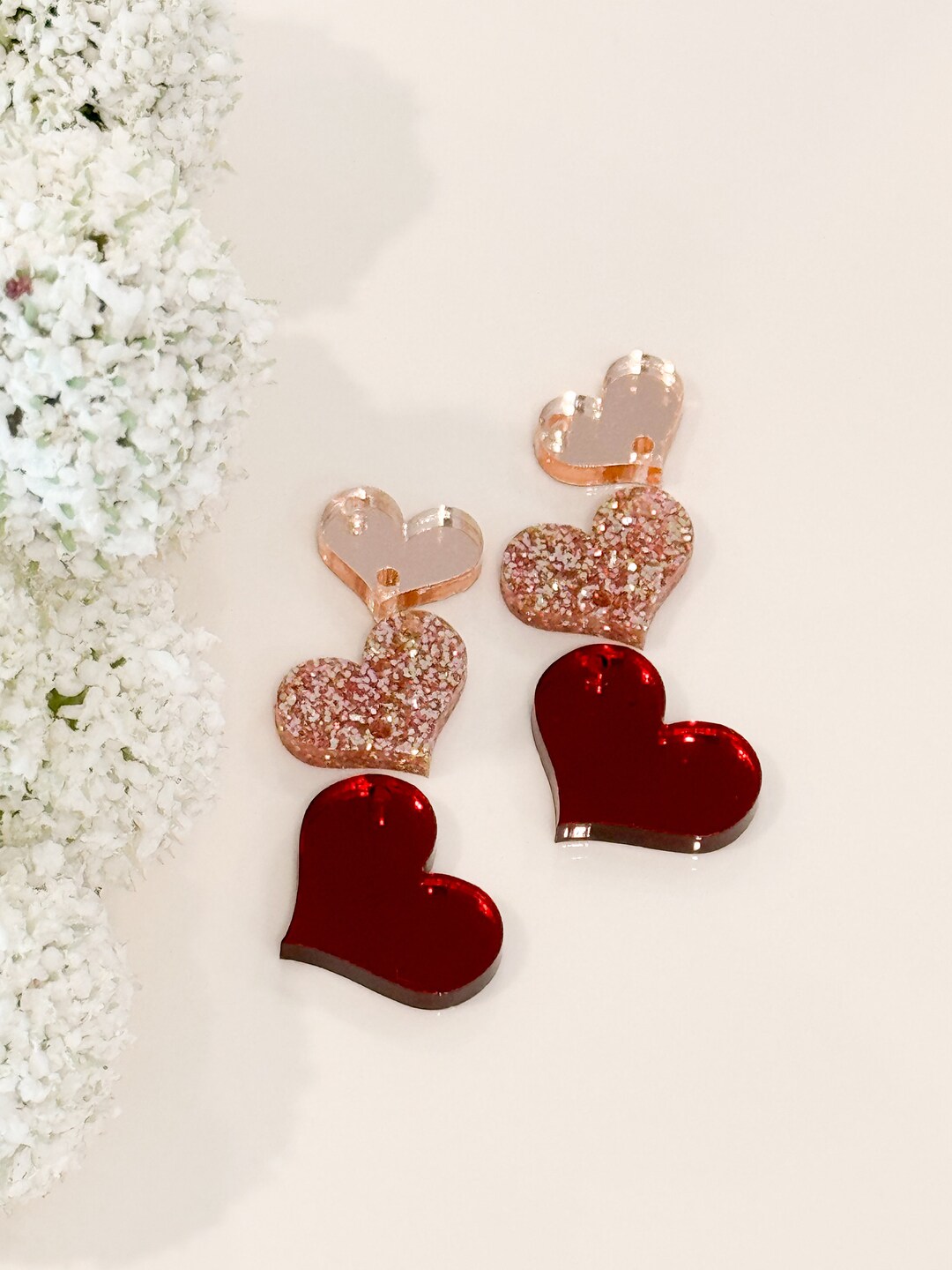 Showstopper Bubble Acrylic Hearts Stacked Bundle Findings Connectors ...