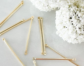 14K Gold Plated 1.4” 2-Hole Posts Connectors Findings Blanks Supplies (3 pair)  item#14