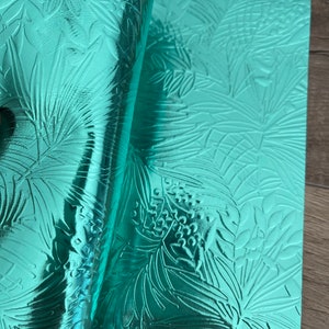 Metallic Aqua Tropics 8x10 Genuine Leather Sheets