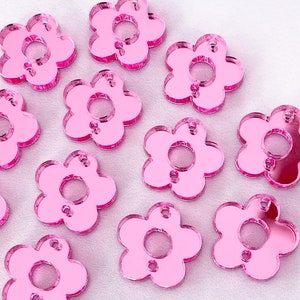 Mirrored Pink Buttercup 2-Hole Findings Connectors (3 pair)