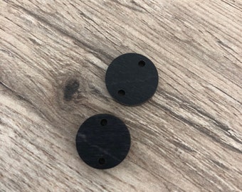Distressed Black 2-Hole .55” Wooden Circle Connectors Findings Blanks (5pair)